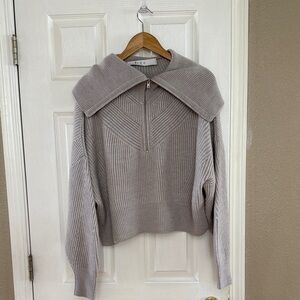 IRO Taupe Ribbed Turtleneck Sweater
